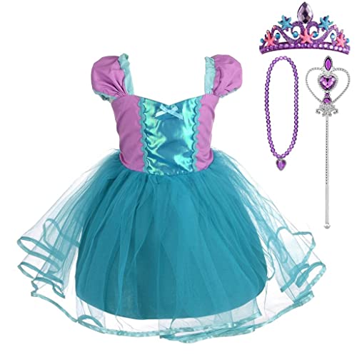 Lito Angels Prinzessin Arielle Meerjungfrau Kleid mit Zubehör für Kleinkind Mädchen, Party Kostüm Verkleidung Geburtstagskleid, Größe 3-4 Jahre 104 von Lito Angels