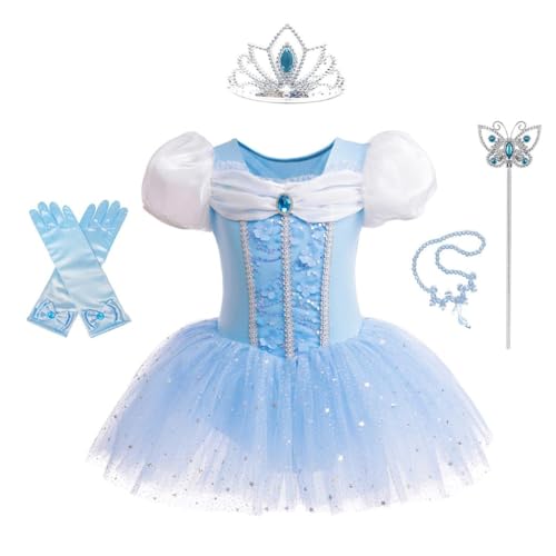 Lito Angels Prinzessin Cinderella Ballettkleid Ballerina Kostüm für Kleinkind Mädchen, Ballett Kleid Tutu Tanzkleid mit Zubehör, Größe 2-3 Jahre 98 (Tag-Nummer 100) von Lito Angels