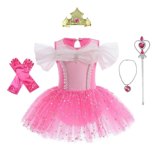 Lito Angels Prinzessin Aurora Ballettkleid Ballerina Kostüm für Kleinkind Mädchen, Ballett Kleid Tutu Tanzkleid mit Zubehör, Größe 5-6 Jahre 116 (Tag-Nummer 120) von Lito Angels