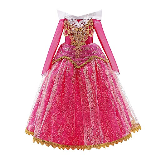 Lito Angels Prinzessin Aurora Kleid Kostüm Dornröschen Verkleidung für Kinder Mädchen Größe 3-4 Jahre 104, heißes Rosa von Lito Angels