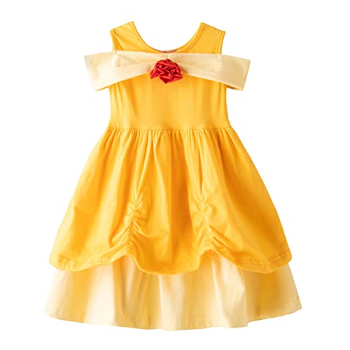 Lito Angels Prinzessin Belle Kostüm Kleid für Kinder Mädchen, Die Schöne und das Biest Verkleidung Größe 3-4 Jahre 104, Stil A von Lito Angels
