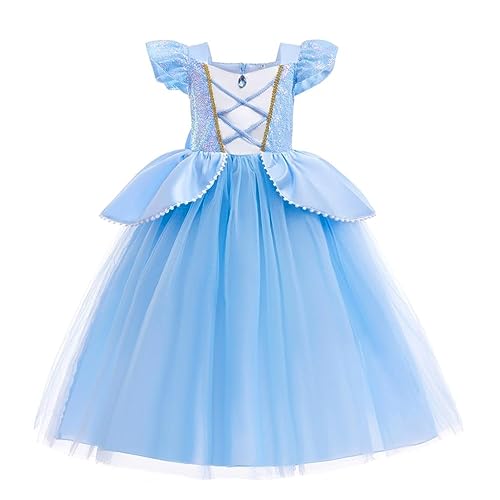 Lito Angels Prinzessin Cinderella Aschenputtel Kostüm Kleid Verkleidung für Kleinkind Mädchen, Größe 2-3 Jahre 98, Blau (Tag-Nummer 100) von Lito Angels