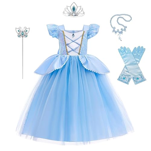 Lito Angels Prinzessin Cinderella Aschenputtel Kostüm Kleid Verkleidung mit Zubehör für Kleinkind Mädchen, Größe 2-3 Jahre 98, Blau (Tag-Nummer 100) von Lito Angels
