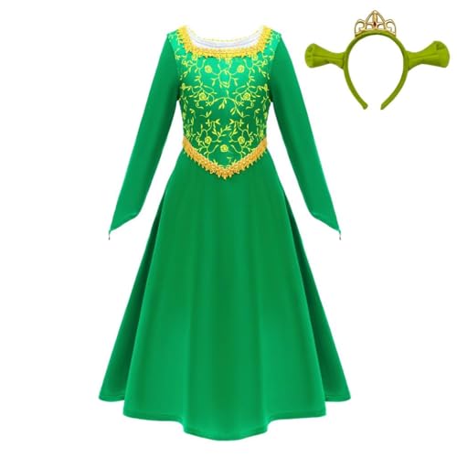 Lito Angels Prinzessin Fiona Kleid Kostüm Verkleidung mit Zubehör für Kleinkinder Mädchen Größe 2-3 Jahre 104, Grün von Lito Angels