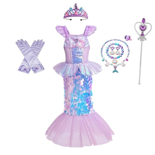 Lito Angels Prinzessin Meerjungfrau Arielle Kostüm Kleid Verkleidung mit Zubehör für Kinder Mädchen Größe 9-10 Jahre 140 von Lito Angels