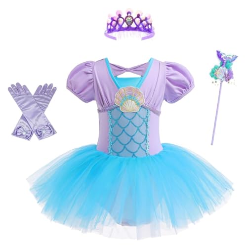 Lito Angels Prinzessin Meerjungfrau Ballerina-Kostüm Balletttrikot mit Tutu-Kleid für Kinder und Mädchen, ausgefallenes Tanzoutfit mit Zubehör, Alter 2–3 Jahre (Etikett-Nummer 100) von Lito Angels