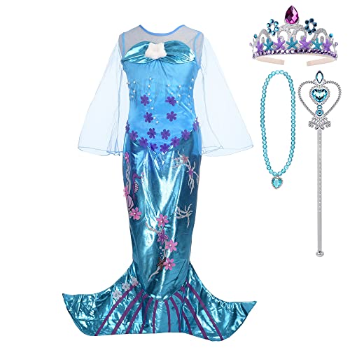 Lito Angels Prinzessin Meerjungfrau Kostüm Kleid Verkleidung mit Zubehör für Kinder Mädchen Größe 7 Jahre 122 von Lito Angels