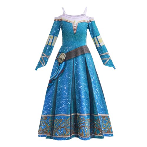 Lito Angels Prinzessin Merida Kleid Kostüm Verkleidung für Kinder Mädchen Größe 9-10 Jahre 140, Blau (Tag-Nummer 140) von Lito Angels