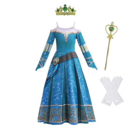 Lito Angels Prinzessin Merida Kleid Kostüm Verkleidung mit Accessoiresfür Kinder Mädchen Größe 4-5 Jahre 110, Blau (Tag-Nummer 100) von Lito Angels