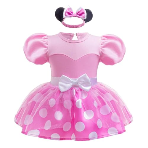 Lito Angels Prinzessin Minnie Kostüm Kleid Verkleidung für Baby Mädchen, Body Strampler mit Stirnband Größe 9-12 Monate 80 von Lito Angels