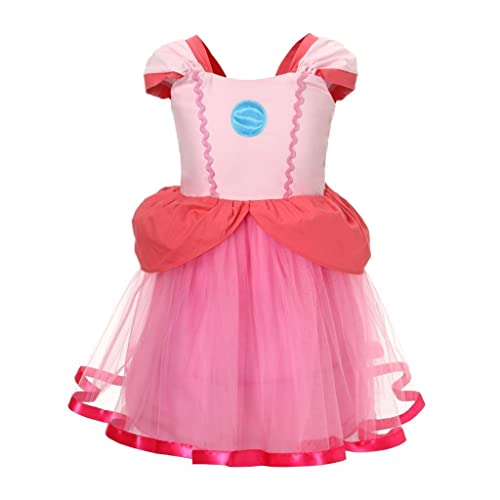 Lito Angels Prinzessin Peach Kostüm Kleid Verkleidung für Baby Mädchen Größe 0-3 Monate 56 62 (Tag-Nummer 60) von Lito Angels