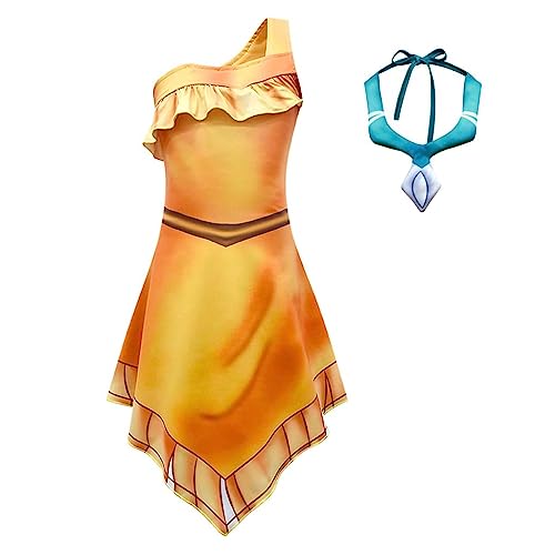 Lito Angels Prinzessin Pocahontas Kostüm Kleid Verkleidung mit Halskette für Kleinkind Mädchen, Größe 3-4 Jahre 104 (Tag-nummer 100) von Lito Angels
