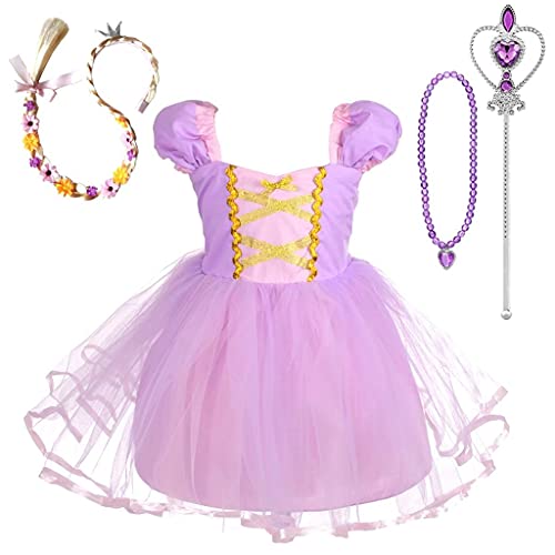 Lito Angels Prinzessin Rapunzel Kleid mit Zubehör für Baby Mädchen, Party Kostüm Verkleidung Geburtstagskleid, Größe 12-18 Monate 86 von Lito Angels