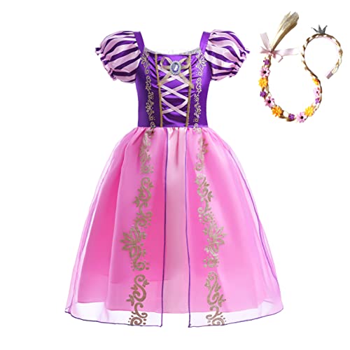 Lito Angels Prinzessin Rapunzel Kostüm Kleid Verkleidung mit Flechten Perücke Haarreifen für Baby Mädchen Größe 12-18 Monate 86, Lila von Lito Angels