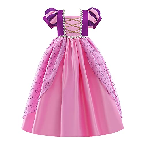 Lito Angels Prinzessin Rapunzel Kostüm Kleid für Kinder Mädchen Verkleidung Outfit Größe 4-5 Jahre 110, Violett Rosa von Lito Angels
