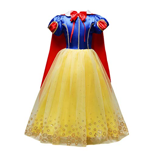 Lito Angels Prinzessin Schneewittchen Kleid Kostüm Verkleidung mit Umhang für Kleinkind Mädchen, Größe 2 Jahre 98, Stil C von Lito Angels