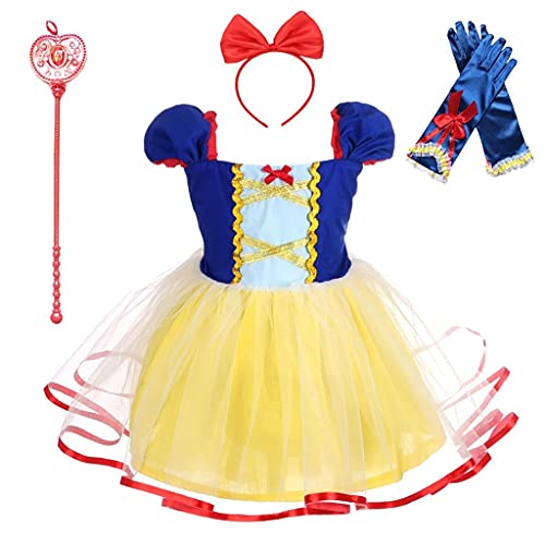 Lito Angels Prinzessin Schneewittchen Kleid mit Zubehör für Baby Mädchen, Party Kostüm Verkleidung Geburtstagskleid, Größe 12-18 Monate 86 von Lito Angels