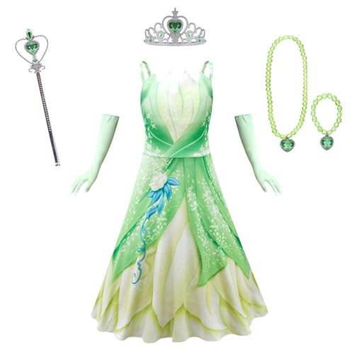 Lito Angels Prinzessin Tiana Kostüm Kleid Verkleidung mit Handschuhe und Zubehör für Mädchen Kinder, Größe 3-4 Jahre 104 (Tag-Nummer 100) von Lito Angels