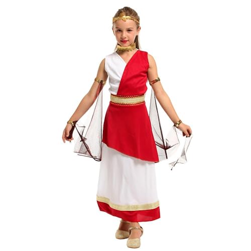 Lito Angels Römische Griechische Göttin Karneval Kostüm Kleid Verkleidung mit Lorbeer Stirnband Gold für Kleinkind Mädchen Größe 4-5 Jahre 110 von Lito Angels