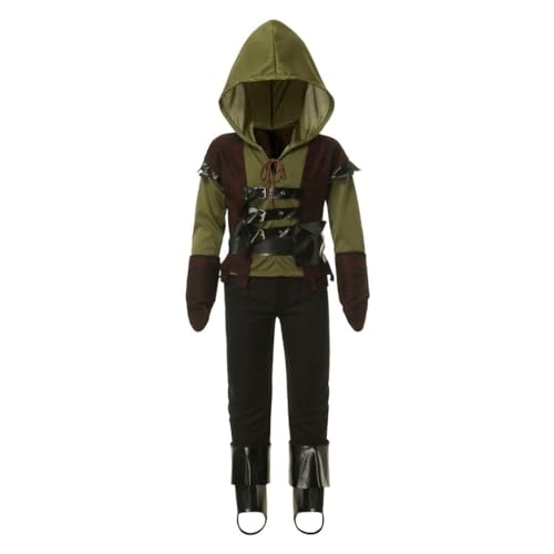 Lito Angels Rotkehlchen-Kapuzen-Kostüm-Outfit-Set mit Handschuhen und Stiefeln, für kleine Kinder, Jungen, Alter 7–9 Jahre, Größe M von Lito Angels