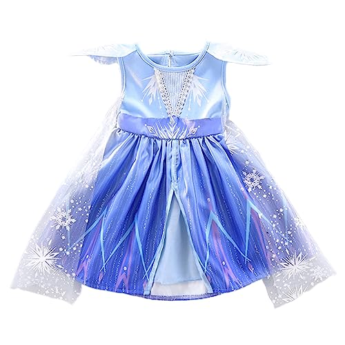 Lito Angels Schneekönigin Elsa Kleid mit Schleppe für Baby Mädchen Eiskönigin 2 Prinzessin Kostüm Verkleidung Größe 12-18 Monate 86 Blau von Lito Angels