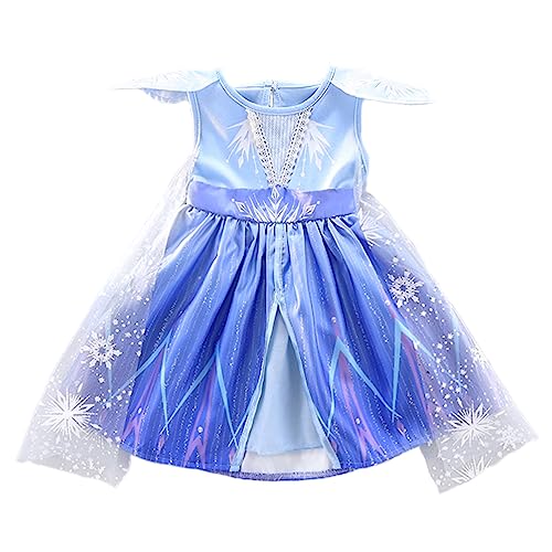 Lito Angels Schneekönigin Elsa Kleid mit Schleppe für Baby Mädchen Eiskönigin 2 Prinzessin Kostüm Verkleidung Größe 18-24 Monate 92 Blau von Lito Angels