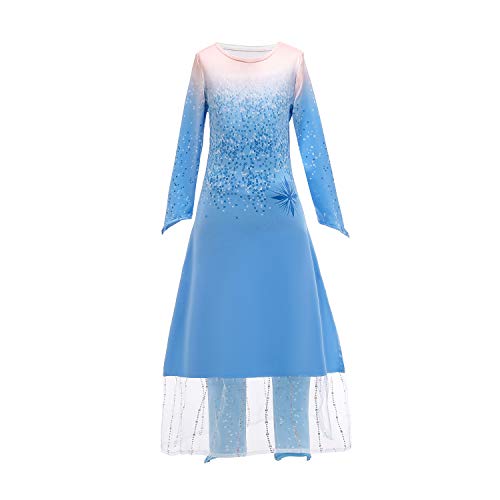 Lito Angels Eiskönigin 2 Elsa Kostüm Kleid für Kinder Mädchen Reisekostüm Schneekönigin Verkleidung Legging Set Größe 3-4 Jahre 104 von Lito Angels