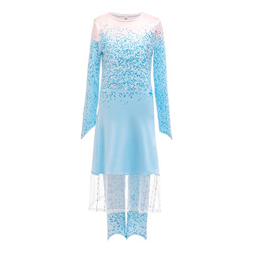 Lito Angels Eiskönigin 2 Elsa Kostüm Kleid für Kinder Mädchen Reisekostüm Schneekönigin Verkleidung Legging Set Größe 6-7 Jahre 122 von Lito Angels