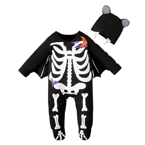 Lito Angels Skelett Fledermaus Halloween Kostüm Kleidung Verkleidung mit Flügel und Ohren Haube für Baby Jungen und Mädchen Größe 12-18 Monate 86 (Tag-Nummer 90) von Lito Angels