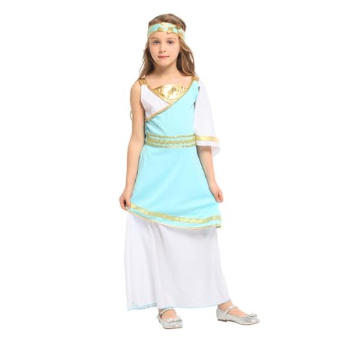 Lito Angels Mädchen Toga Kostüm | Griechische Göttin Verkleidung mit Stirnband | Antikes Römer Kleid für Karneval Fasching Schulprojekt | Größe 7-8 128 von Lito Angels