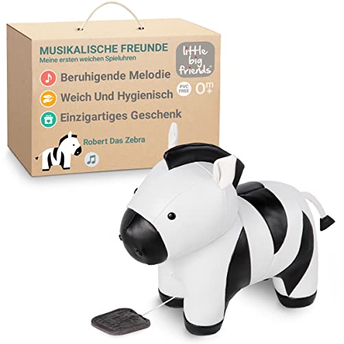 Little Big Friends Musical Friends | Musikalisches Schnurzug-Spielzeug für Babys | Besonderes Stofftier | Leicht zu reinigen | hypoallergen | Robert das Zebra von Little Big Friends