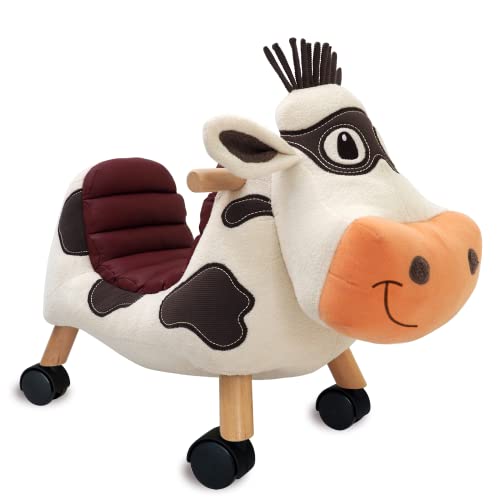 Little Bird Told Me Ride On Toy for 1 Year Old Kids Toddlers Toys for Girls & Boys Soft Animal Cow Toy Strong Wooden Frame with 360 Degree Castors Baby Gift Padded Seat Indoor & Nursery Play von Little Bird Told Me