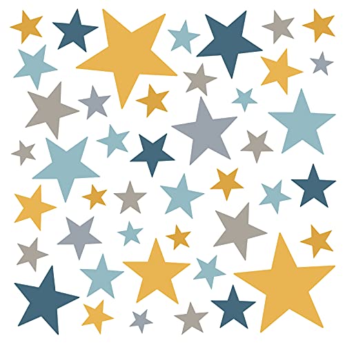 Little Deco Wandaufkleber 60 Sterne Kinderzimmer Mädchen Junge Stars I gelb grau blau I Wandtattoo Schlafzimmer Wandsticker Set bunt selbstklebend DL402 von Little Deco