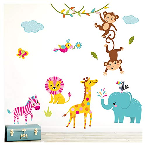 Little Deco Wandaufkleber Kinderzimmer Mädchen Dschungeltiere I 2 A4 Bögen I Wandtattoo Wandsticker Babyzimmer Elefant Tiere Dschungel Affen DL214-1 Little Deco Wandaufkleber Kinderzimmer Mädchen Dschungeltiere I 2 A4 Bögen I Wandtattoo Wandsticker Babyzimmer Elefant Tiere Dschungel Affen DL214-1 von Little Deco
