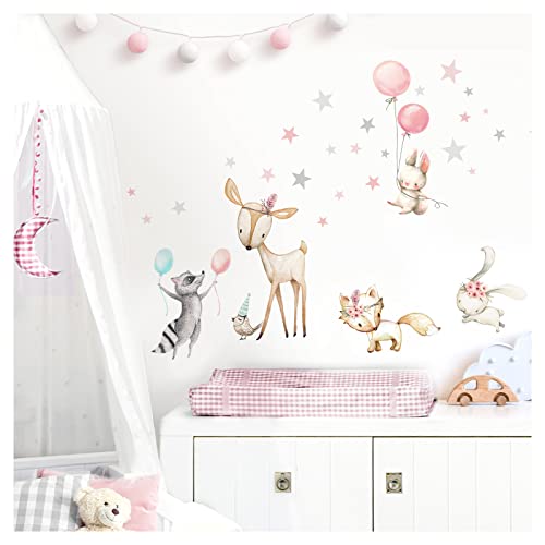 Little Deco Wandsticker Wandaufkleber Wandtattoo Kinderzimmer Mädchen Waldtiere I Wandbild 171 x 104 cm (BxH) I Spielzimmer Wanddeko Babyzimmer Kleinbild DL644 von Little Deco