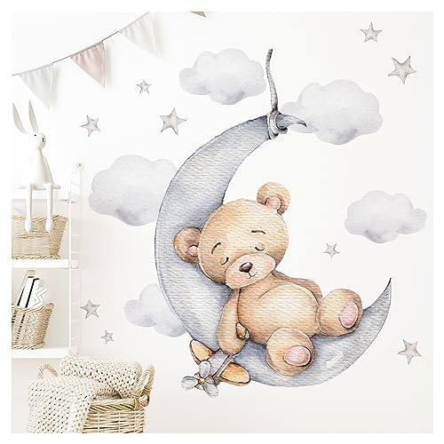 Little Deco Wandtattoo Bär auf dem Mond Wandsticker für Kinderzimmer Teddybär mit Sterne Babyzimmer Deko DL831-2 Little Deco Wandtattoo Bär auf dem Mond Wandsticker für Kinderzimmer Teddybär mit Sterne Babyzimmer Deko DL831-2 von Little Deco