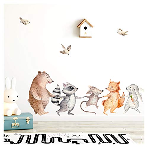 Little Deco Wandtattoo Waldtiere Hand in Hand I L - 102 x 64 cm (BxH) I Kinderzimmer Babyzimmer Aufkleber Sticker Wandaufkleber Wandsticker Klebeposter Stickers DL148 von Little Deco