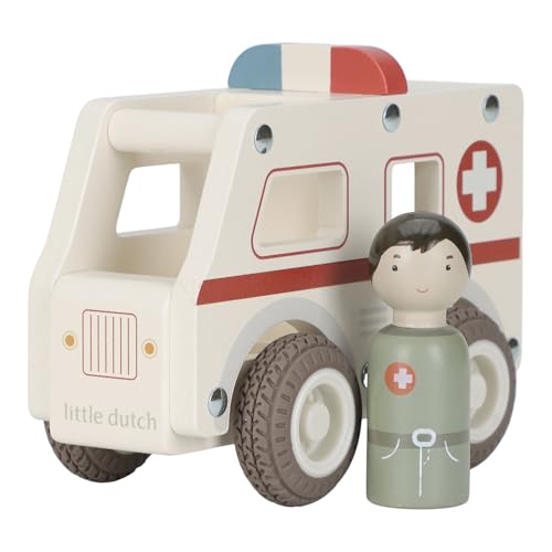Little Dutch 2527 Holz Auto Krankenwagen - weiß von Little Dutch