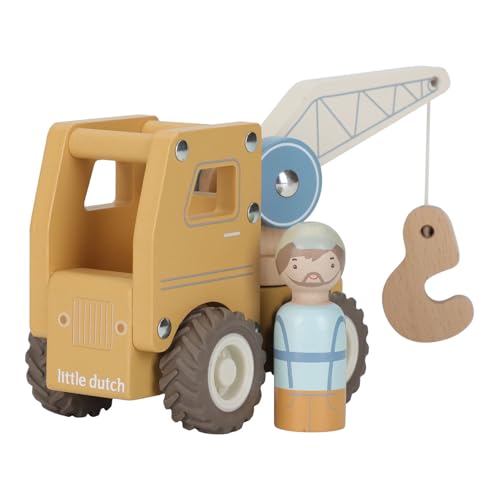 Little Dutch 2530 Holz Auto Kran - gelb von Little Dutch