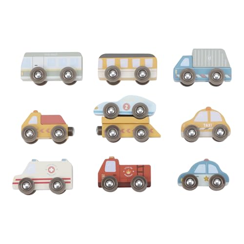 Little Dutch 2537 Holz Autos Fahrzeuge Set 10-teilig von Little Dutch