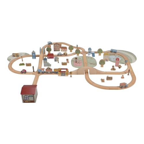 Little Dutch 2540 Holz Eisenbahn Set XL inkl. Schienen und Zubehör von Little Dutch