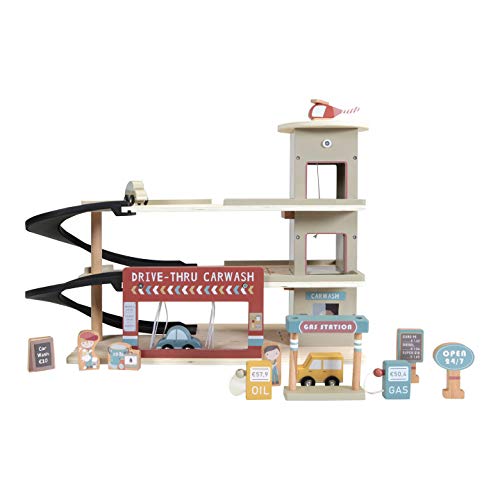 Tiamo Little Dutch 4491 Holz Auto Parkgarage Tankstelle Waschanlage von Little Dutch