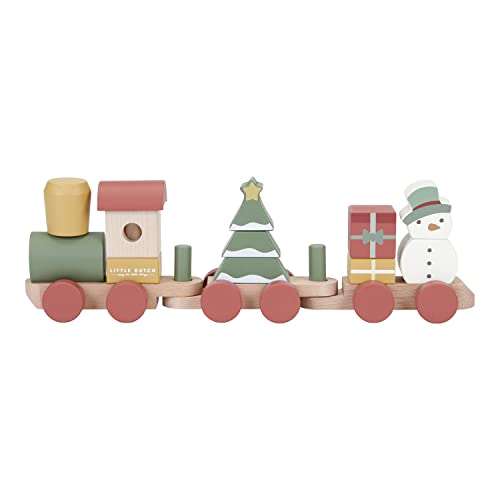 Little Dutch 4861 Holz-Eisenbahn Zug mit Steck-Formen Weihnachten von Little Dutch
