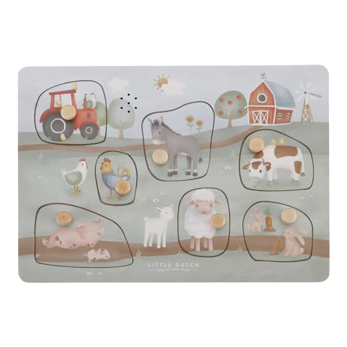 Little Dutch 7140 FSC Holz Greifpuzzle mit Geräuschen Bauernhof - Little Farm von Little Dutch