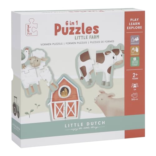 Little Dutch 7148 Puzzle 6in1 Bauernhof - Little Farm, Mehrfarbig von Little Dutch