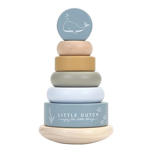 Little Dutch 8013 FSC Holz Ring Stapelturm - Ocean blau von Little Dutch