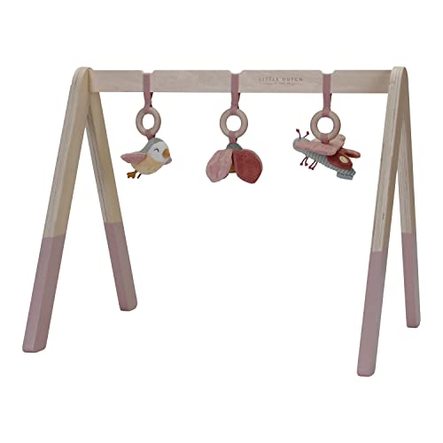 Little Dutch 8710 Holz Baby Gym Spieltrapez mit Stoff Anhängern - Flowers & Butterflies (70x21,5x40 cm) von Little Dutch