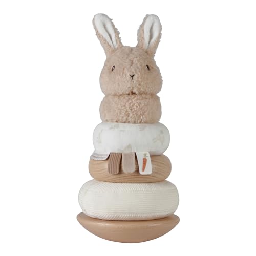 Little Dutch 8858 FSC Holz Ring Stapelturm Hase - Baby Bunny - Newborn Naturals beige von Little Dutch