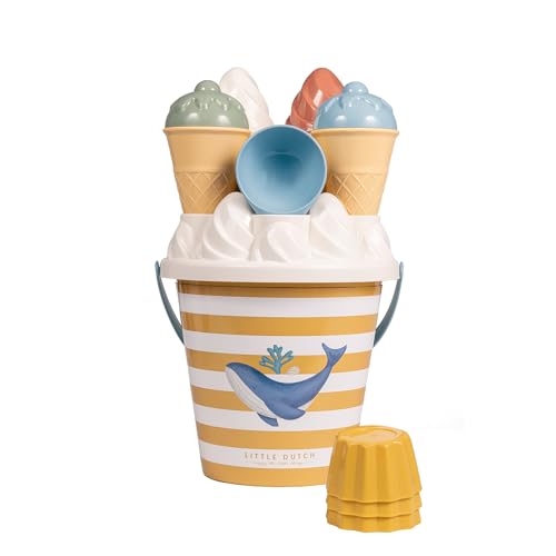 Little Dutch Sandspielzeug Eimer Set 14-teilig - Ocean Dreams blau: Eisformen-Set, Sandspielzeug, Ab 18 Monate, 4 Eistüten, 1 Eisportionierer, 7 Sandformen, 1 Sieb, 1 Eimer von Little Dutch