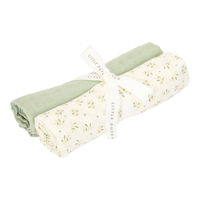 Little Dutch Swaddle Cloths Muslin - 70x70 cm - Blueberry Leaves&Sage von Little Dutch
